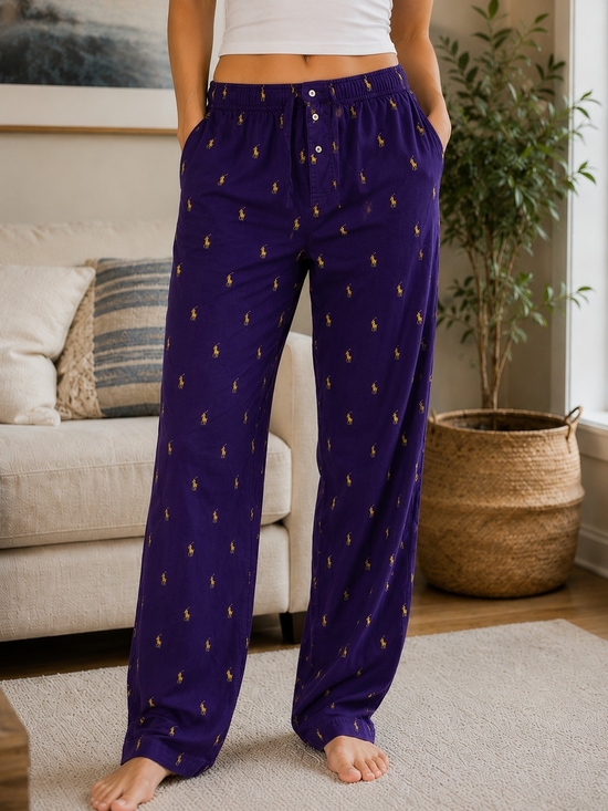 Polo Ralph Lauren Pants - Polo by Ralph Lauren Purple Sleep Pants with Gold Pony Motif
